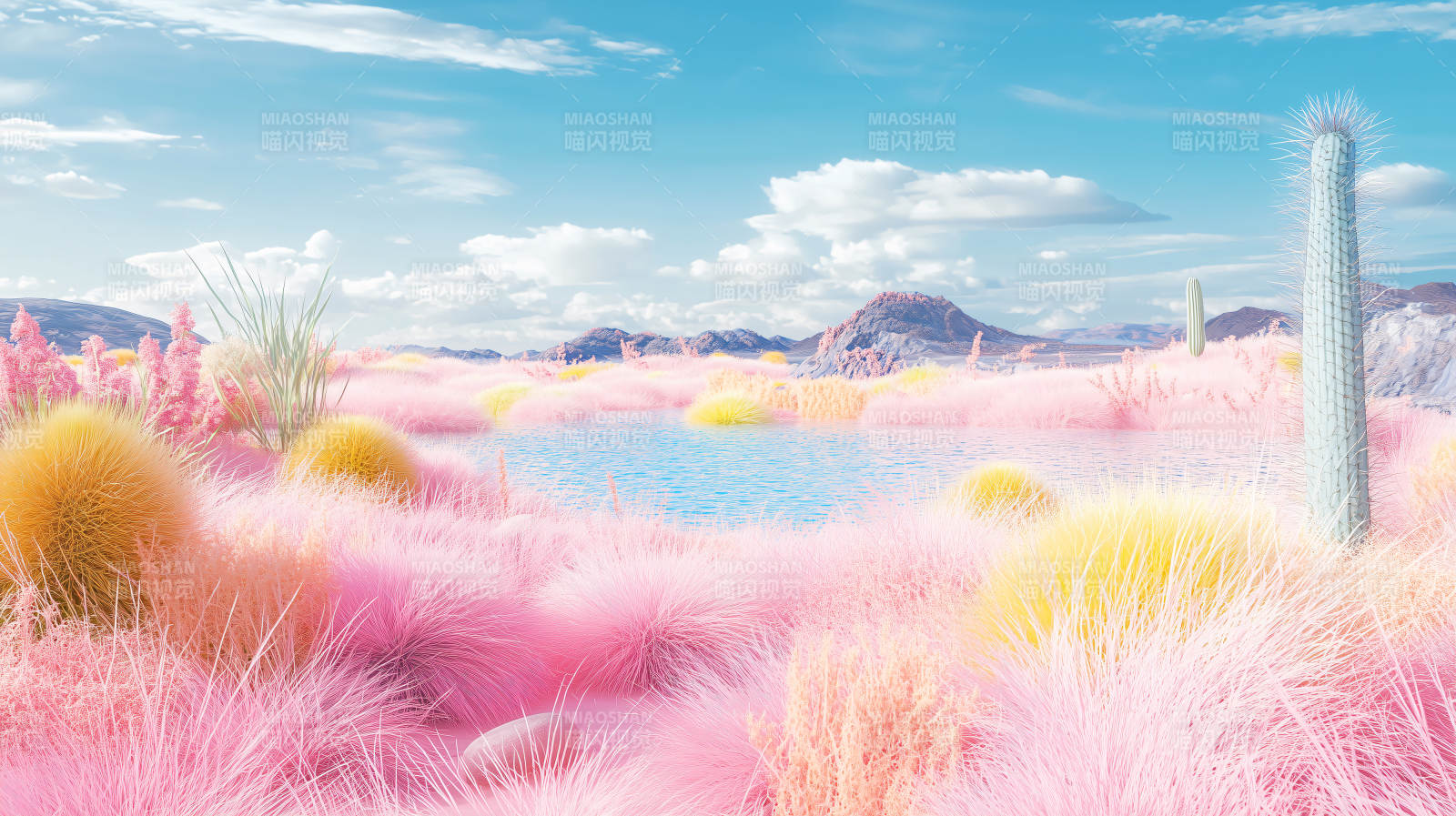 梦幻粉红沙漠图片