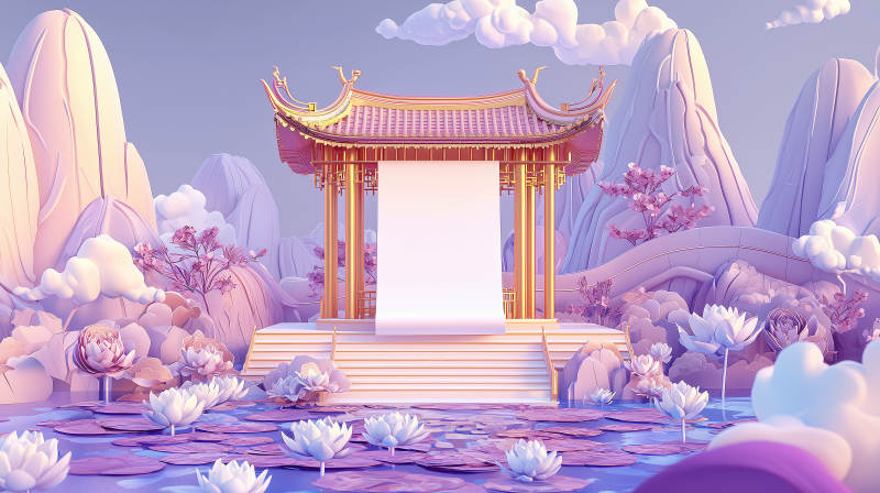 梦幻仙境亭台图片