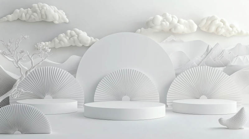 极简白境云山图片