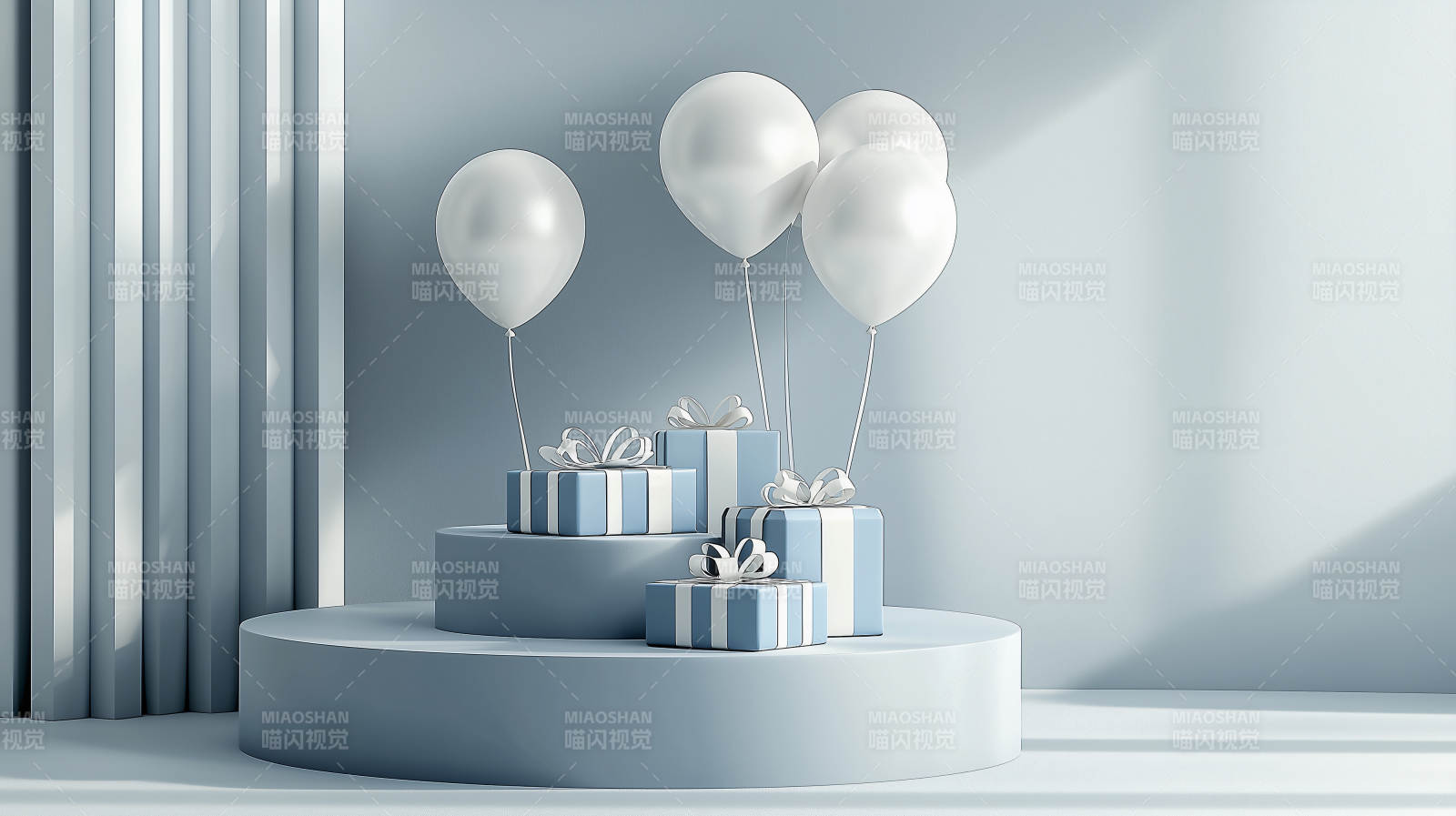 简约礼物与气球图片
