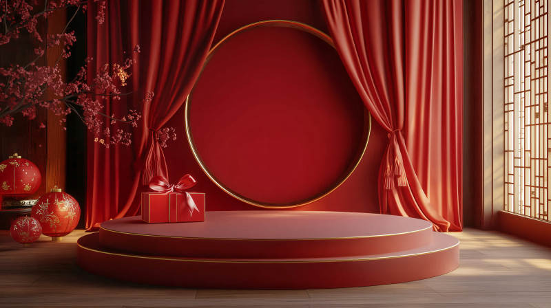 红幕礼堂 喜庆迎新图片