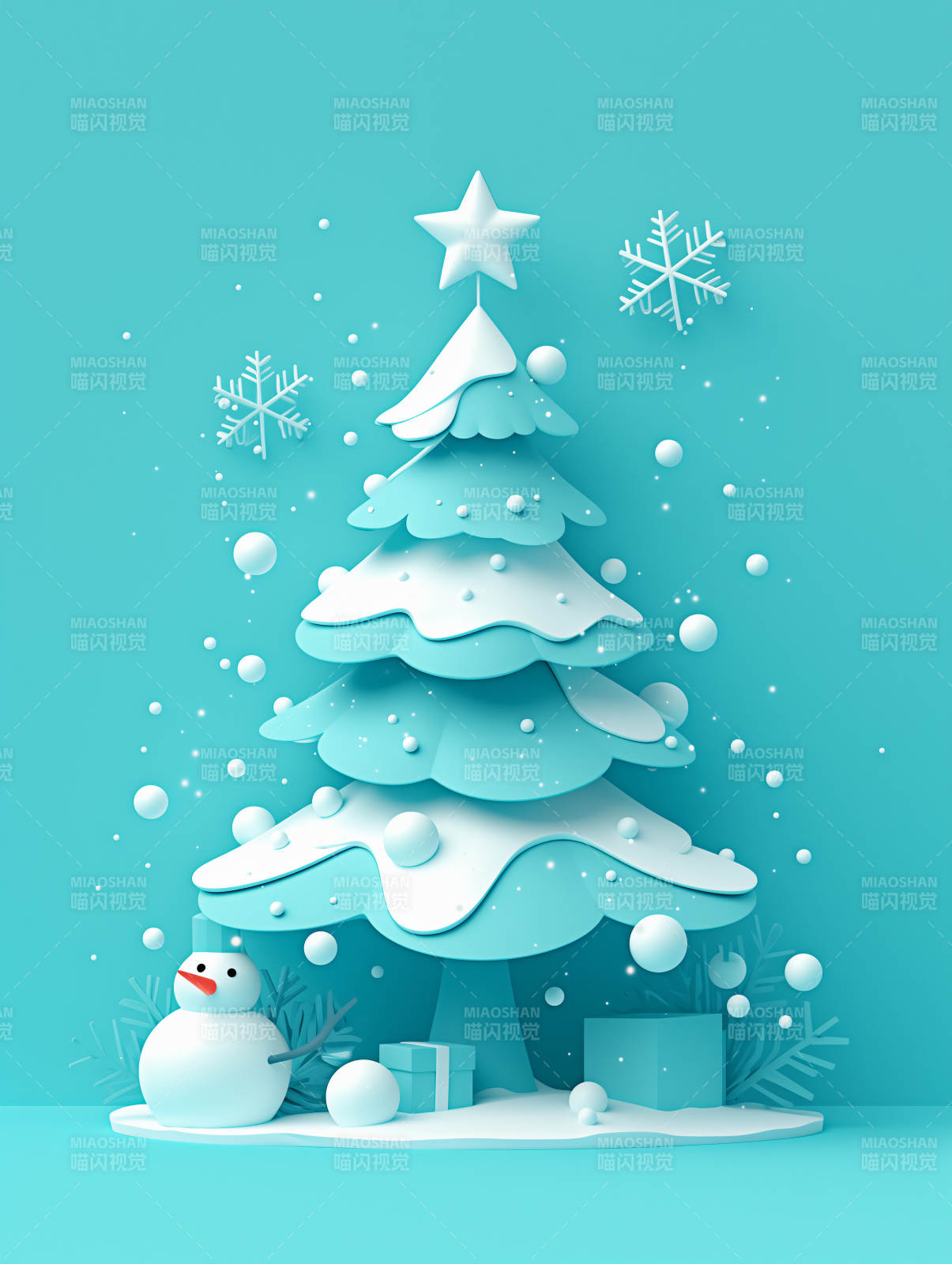 冰雪圣诞树图片