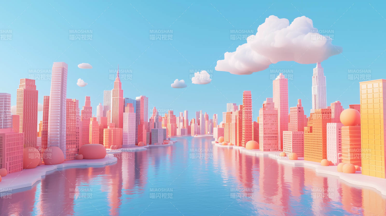 梦幻粉色城市图片