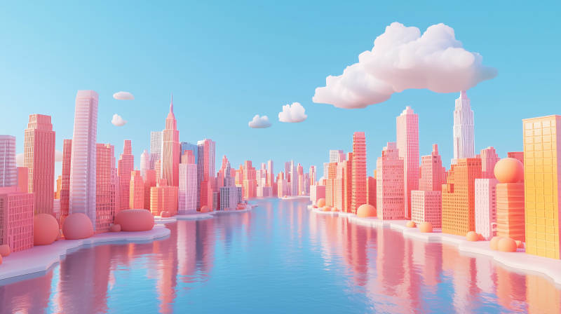 梦幻粉色城市图片