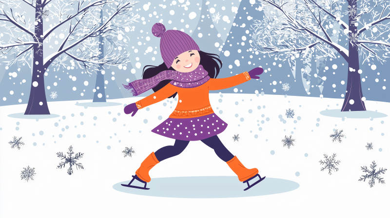 雪中滑冰的女孩图片