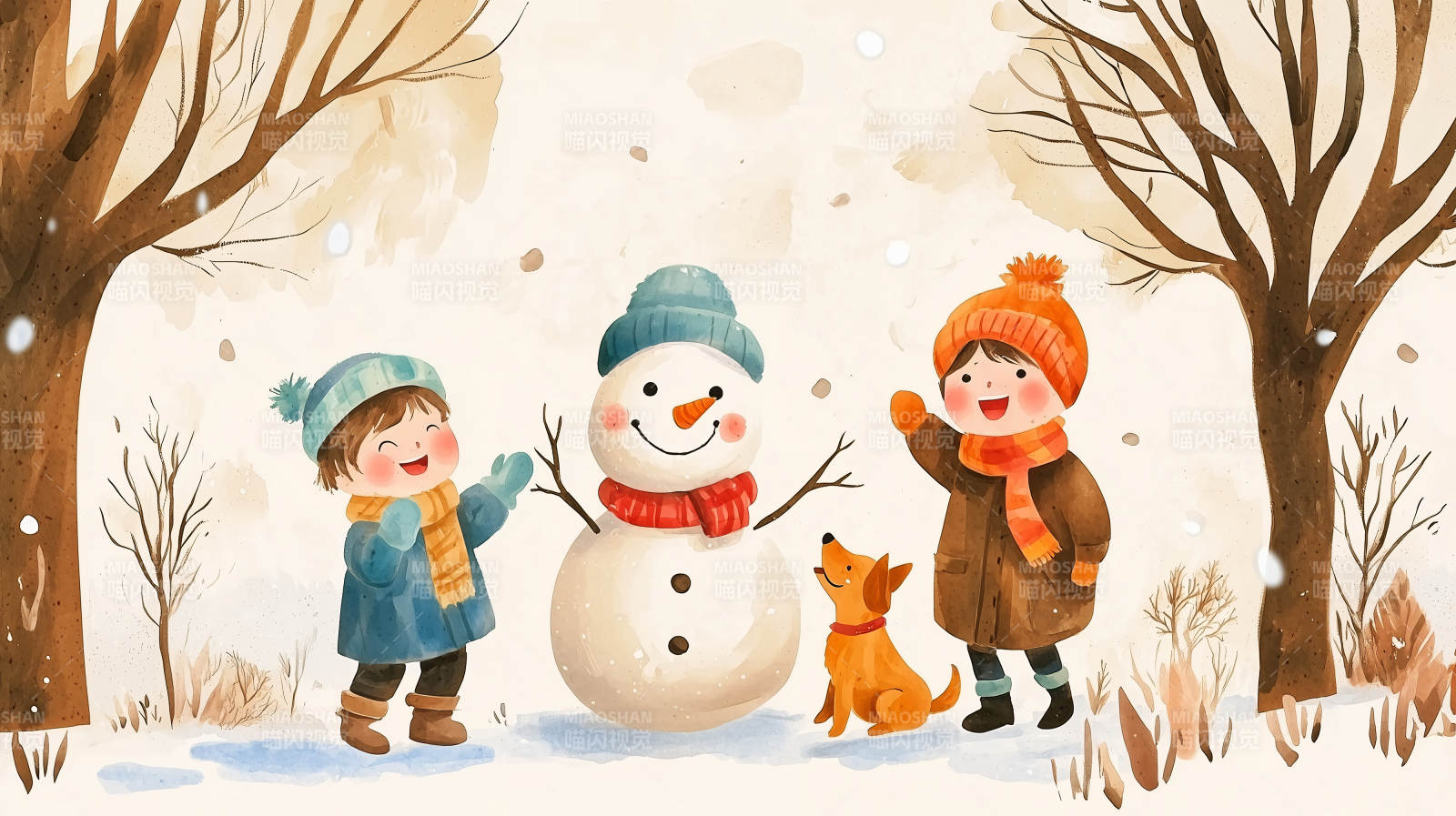 冬日雪人乐图片