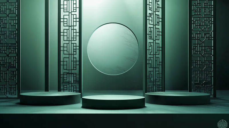 青绿禅意空间图片