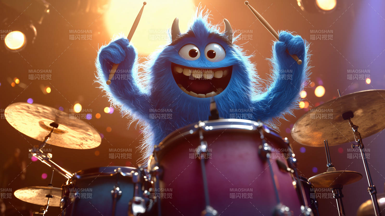 蓝色怪兽激情鼓手图片