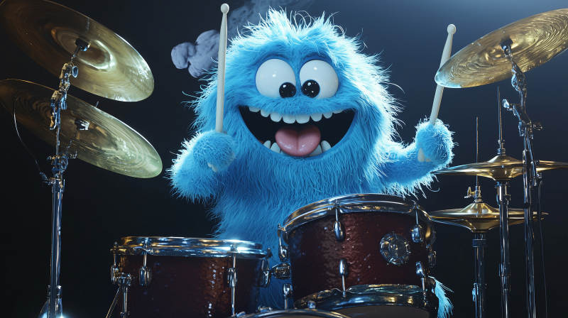 蓝色怪兽打鼓图片