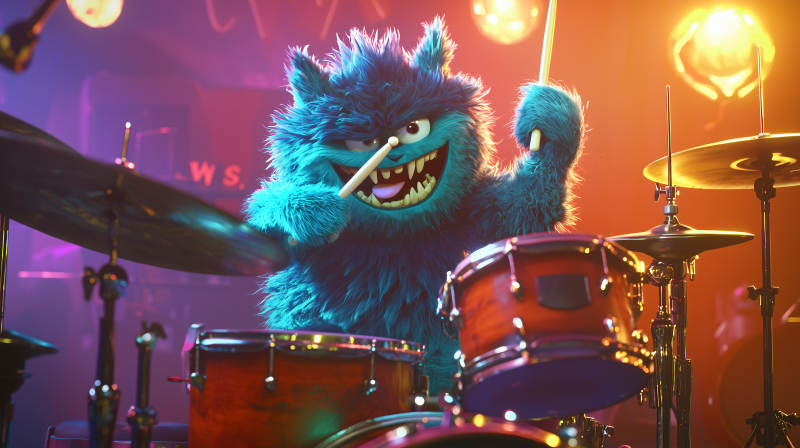 蓝毛怪兽打鼓图片