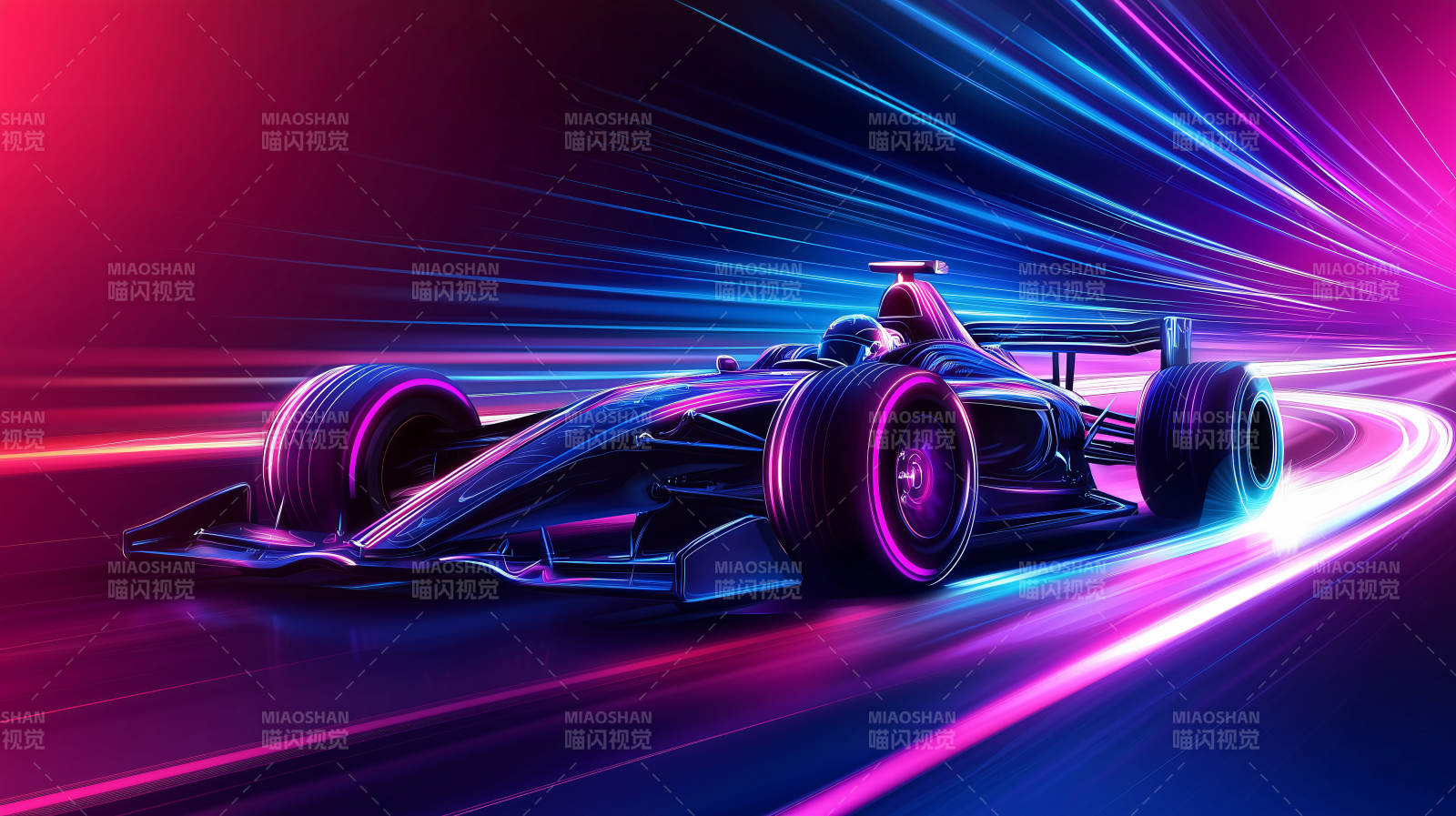 霓虹赛车疾驰图片