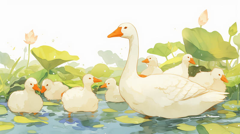 鸭妈妈带小鸭图片