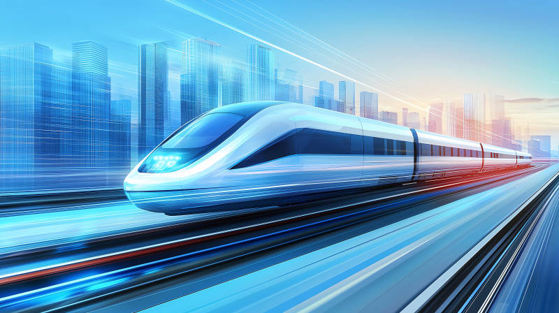 高速列车疾驰城市图片