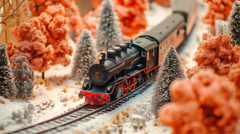 雪景中的蒸汽火车图片