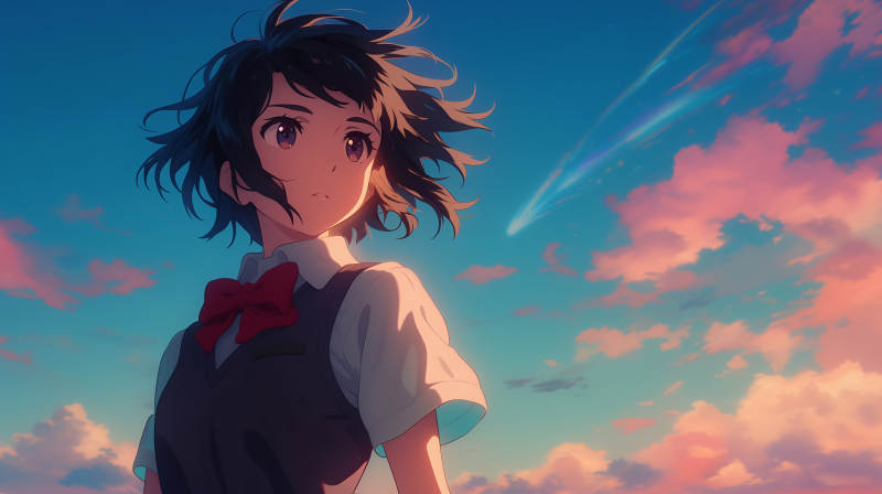 天空下的少女图片