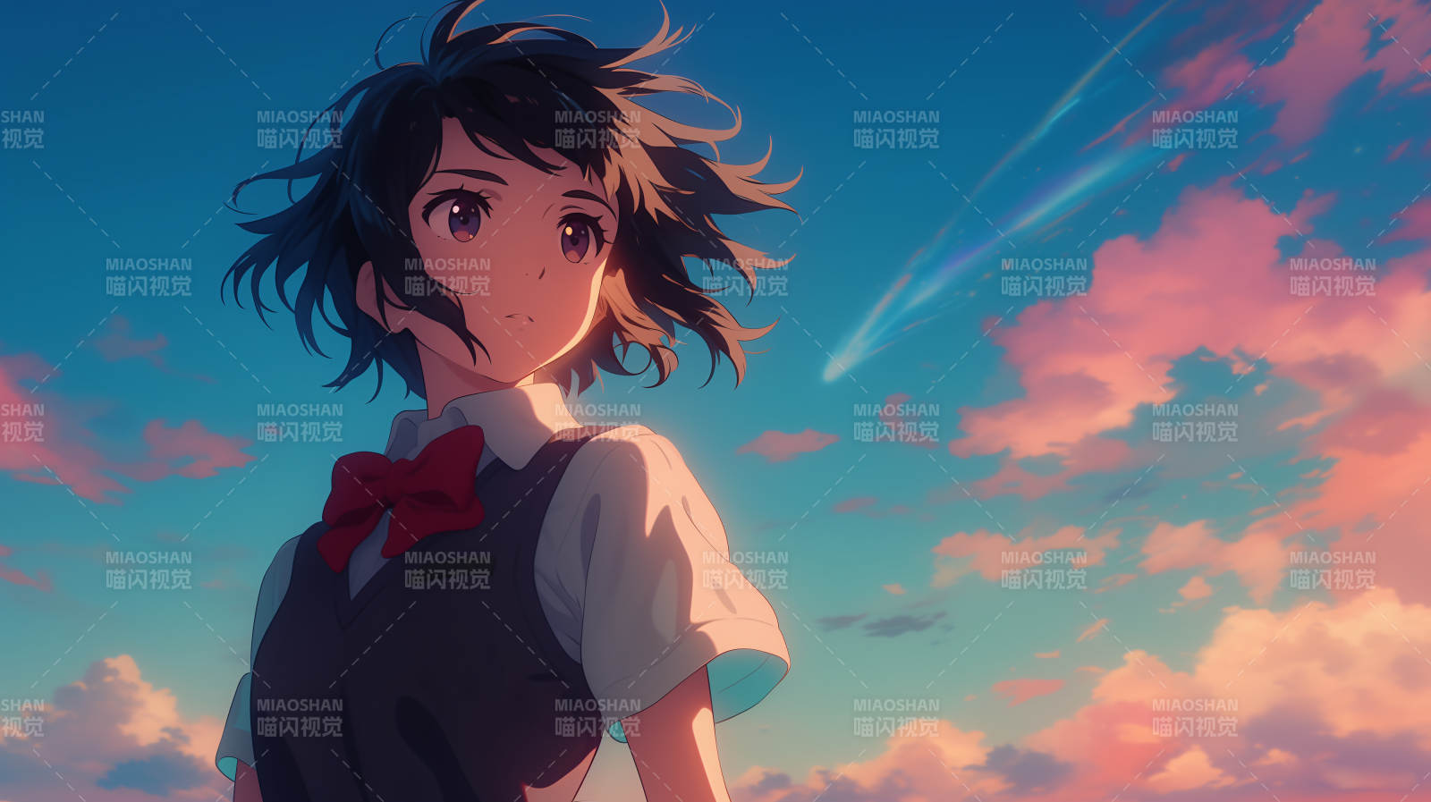 天空下的少女图片