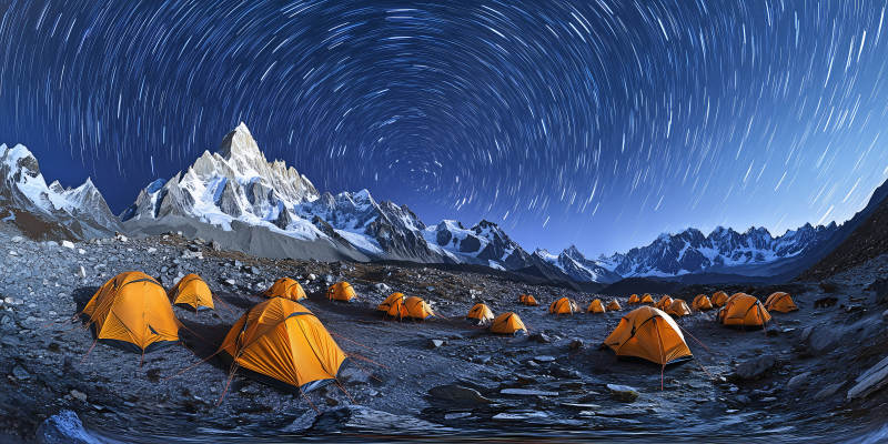 星空下的雪山营地图片