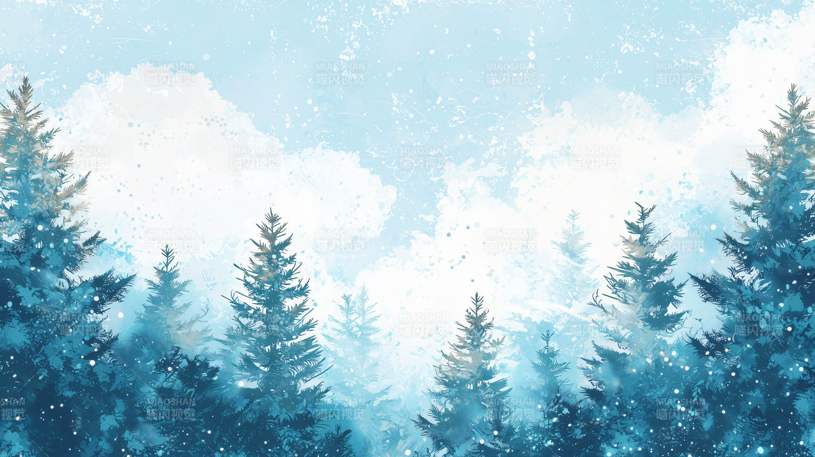 冬日雪松林图片