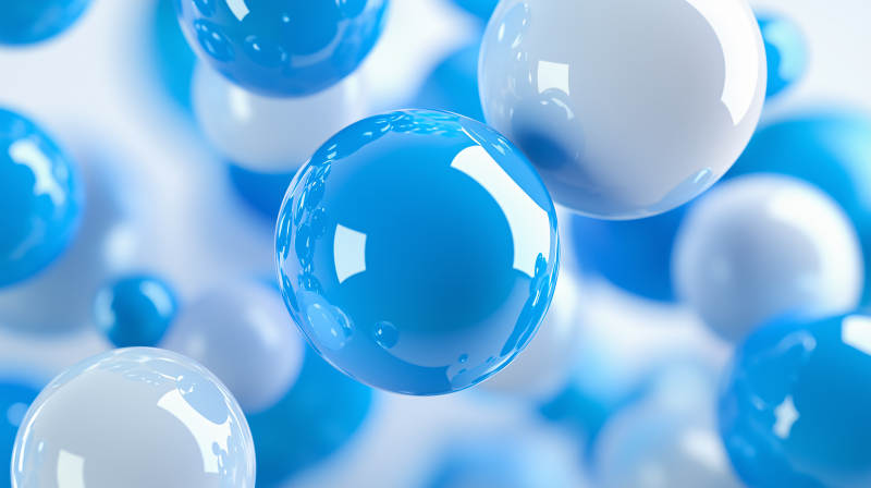 蓝白球体悬浮图图片