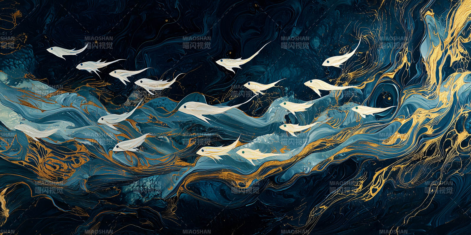 深海鱼群游弋图片