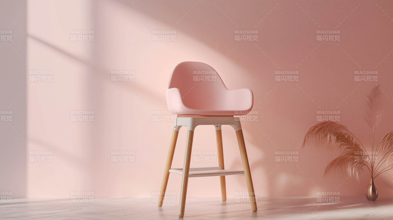 粉色椅子静谧角落图片