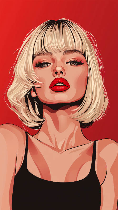 红唇金发美人图片