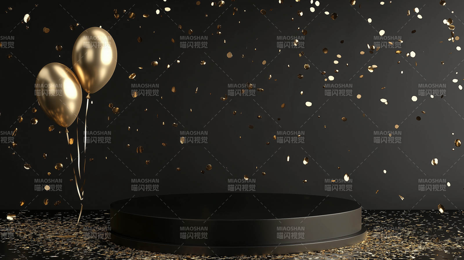 金色气球庆典场景图片