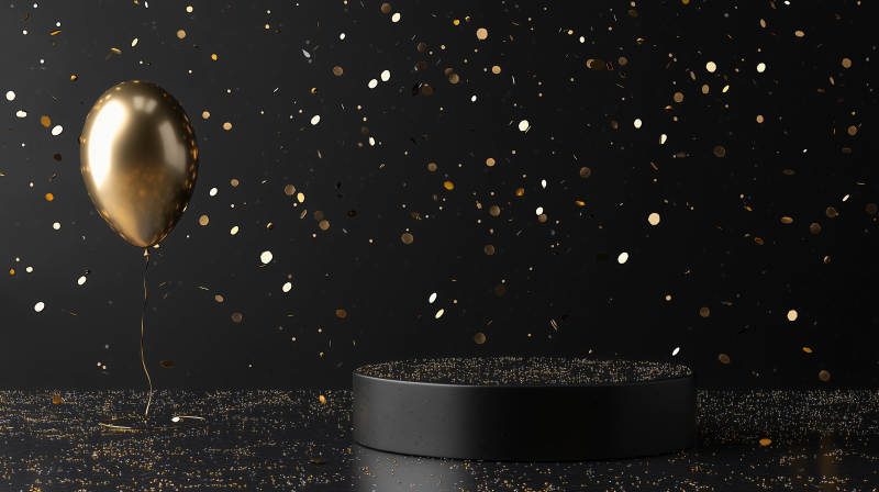 金色气球庆贺场景图片