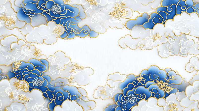 云纹蓝金背景图片