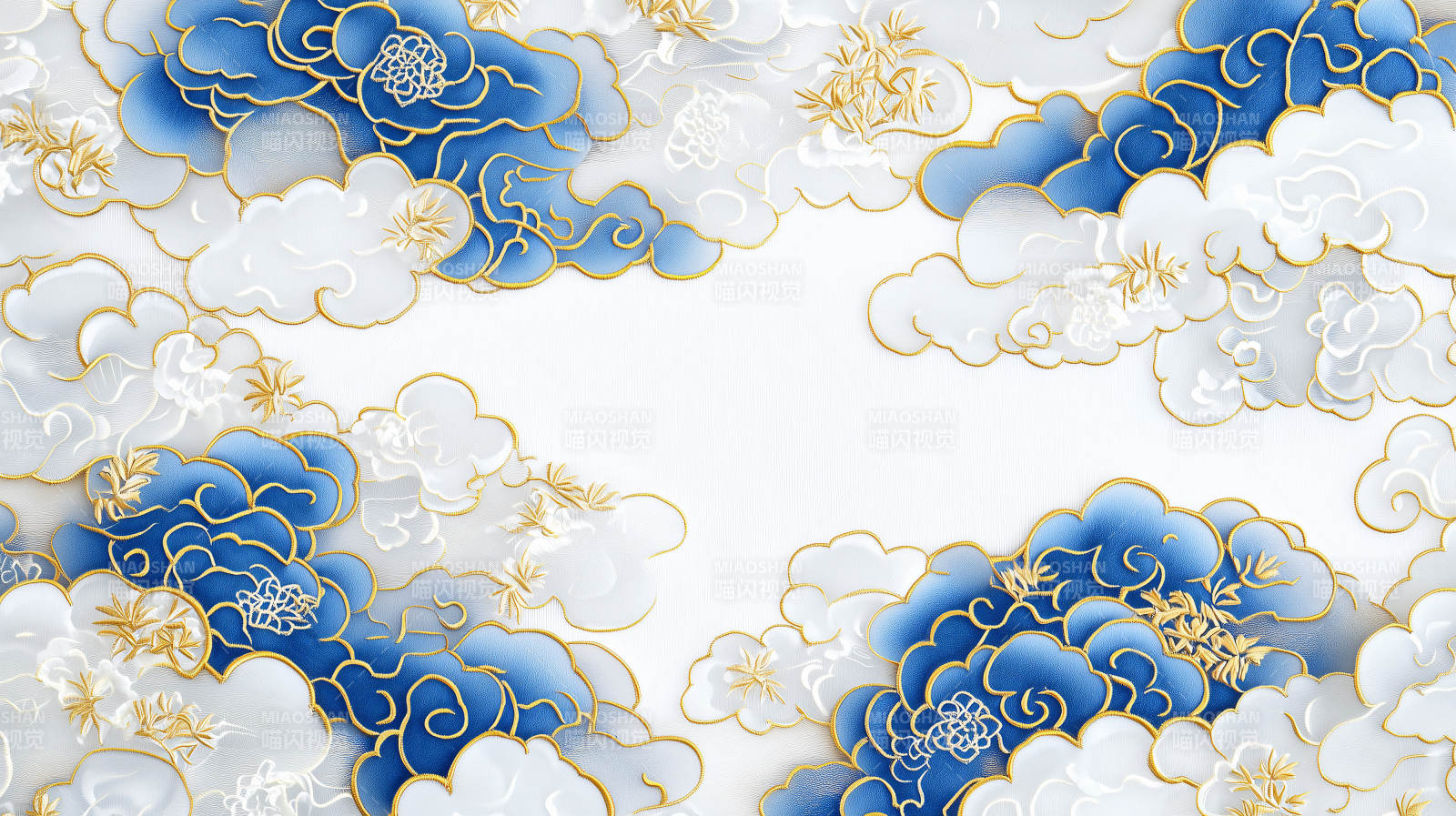 云纹蓝金背景图片