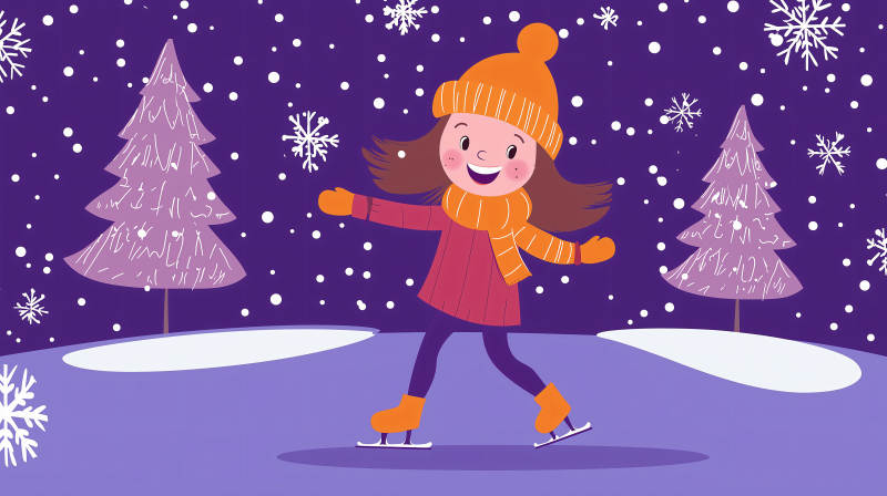 雪地滑冰的女孩图片