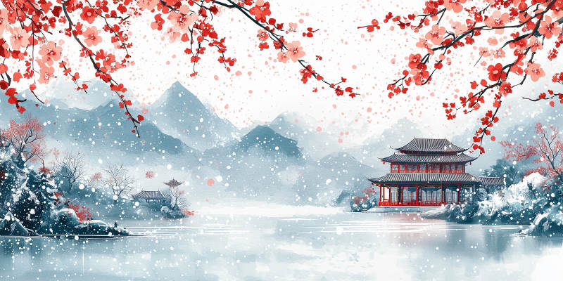 雪落樱花亭图片