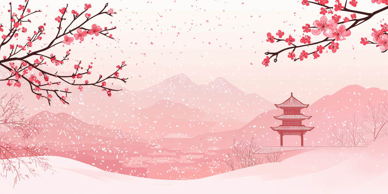 樱花雪景图图片