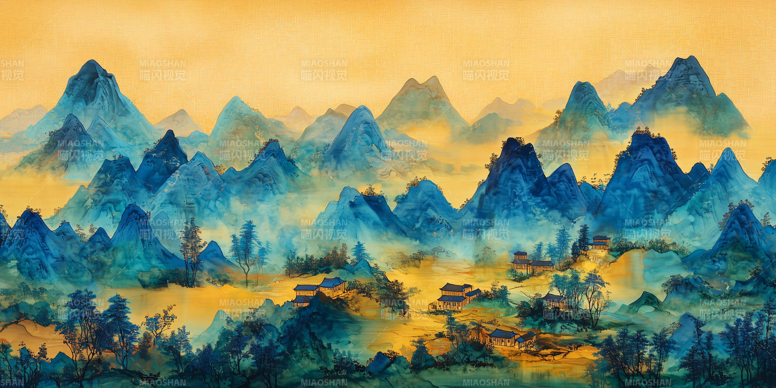 山水晨雾图图片