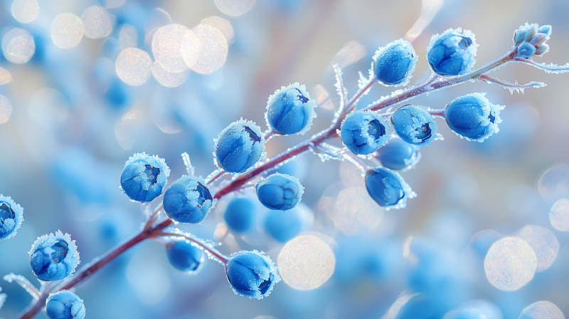 蓝莓枝头晶莹剔透图片