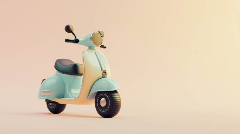 复古浅蓝小踏板车图片