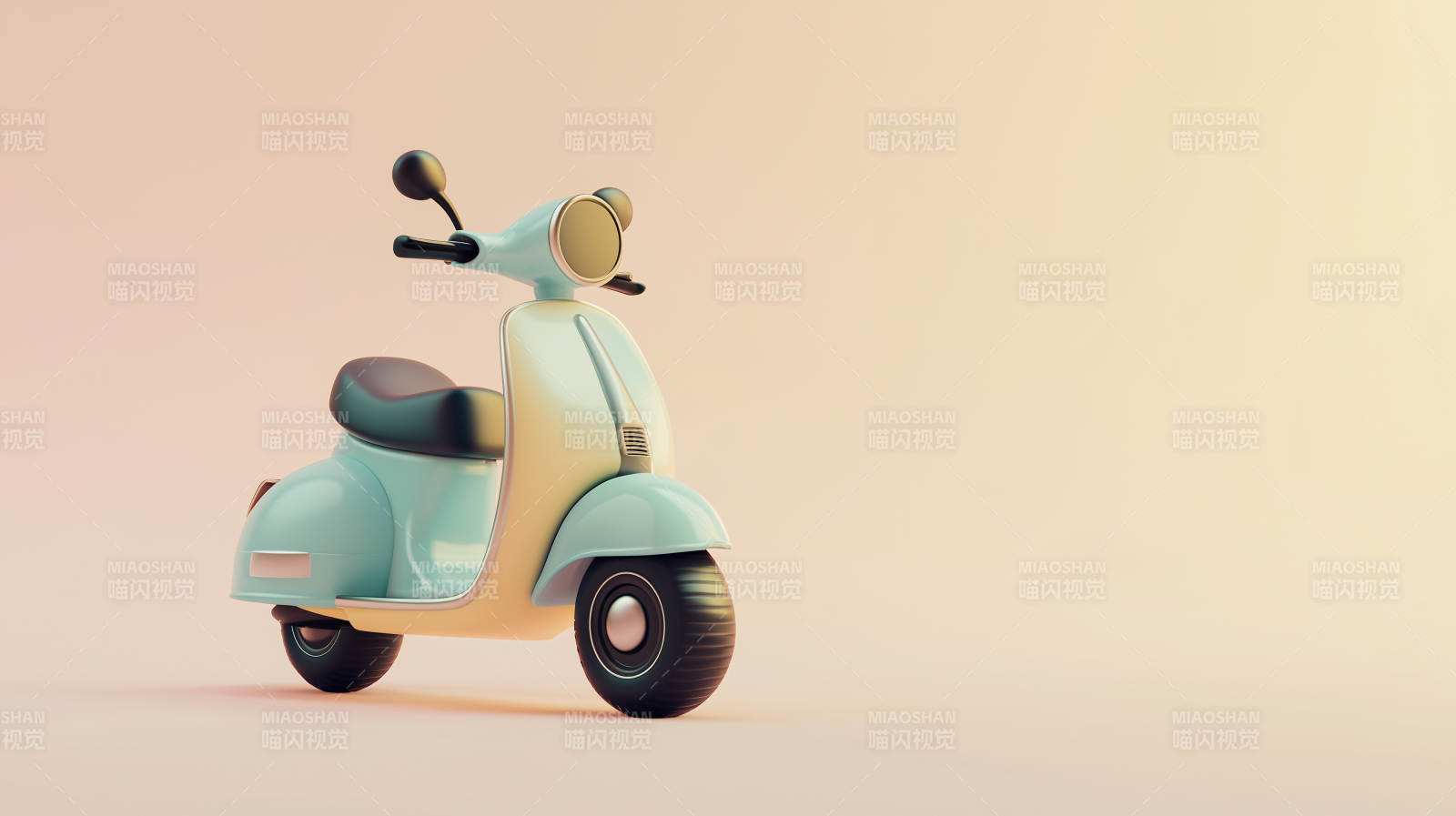 复古浅蓝小踏板车图片