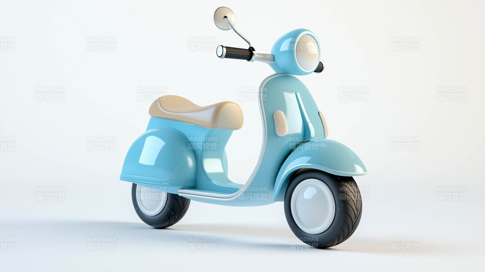 蓝色复古小踏板车图片