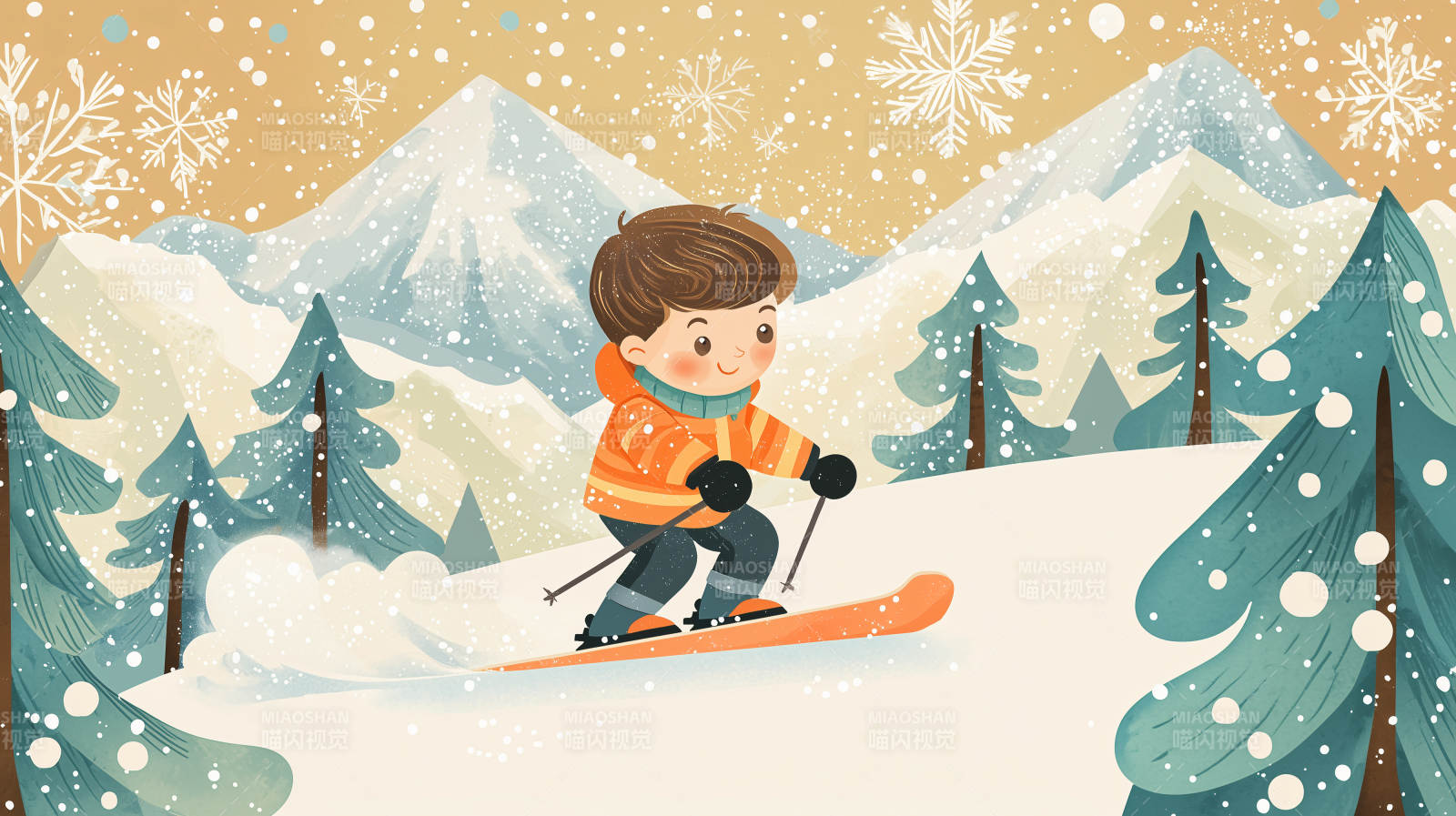 雪地滑雪乐图片