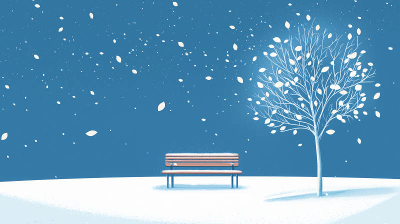 雪夜静谧长椅旁图片