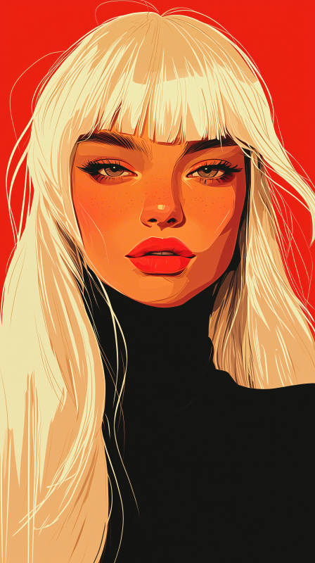 红唇金发美人图片