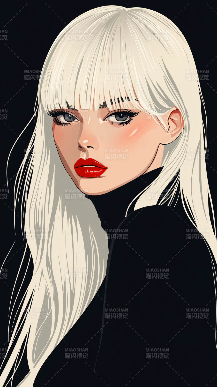 白发红唇的神秘女子图片