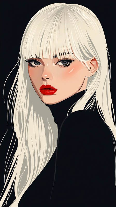 白发红唇的神秘女子图片