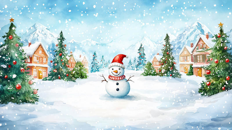 雪人欢庆圣诞夜图片