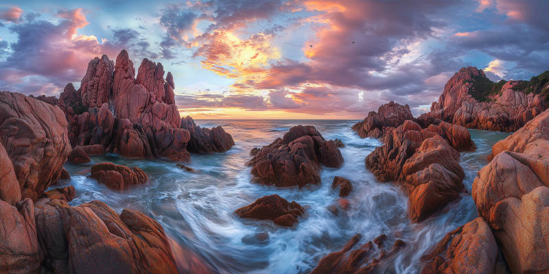 海岸日落奇景图片