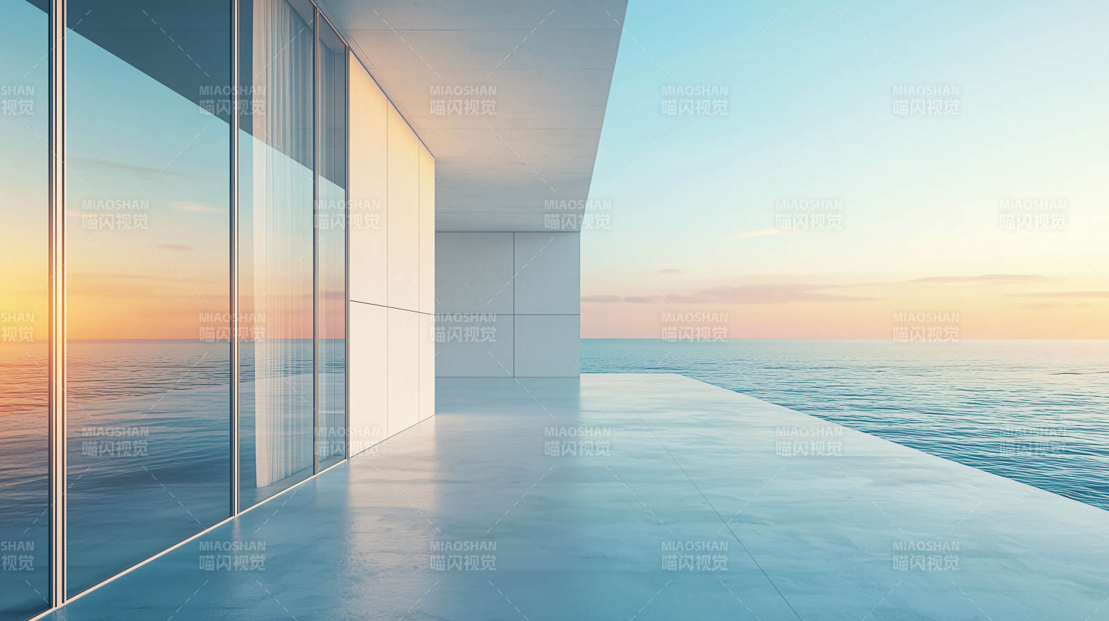 海天一色的现代建筑图片