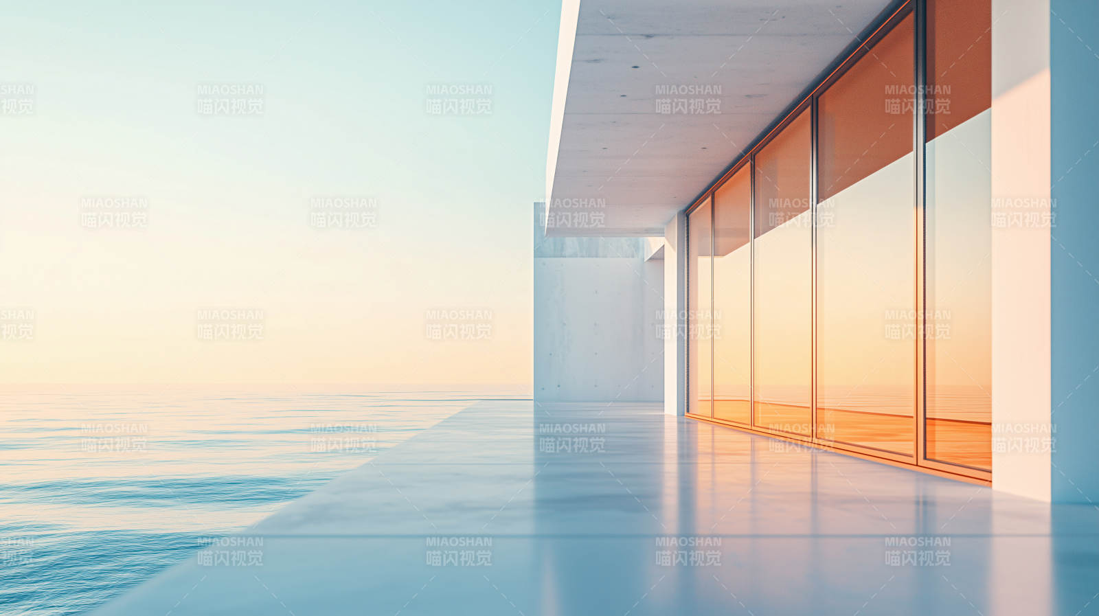 海天一色的现代建筑图片