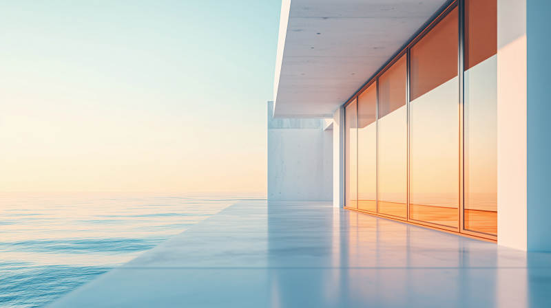 海天一色的现代建筑图片