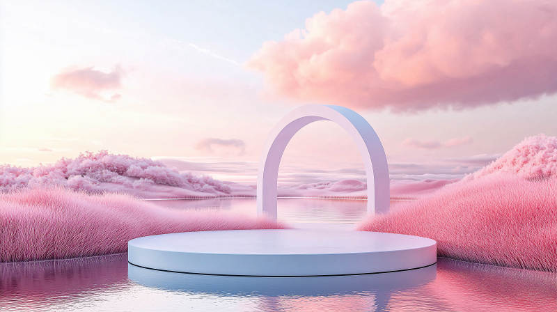 梦幻粉色海岸图片