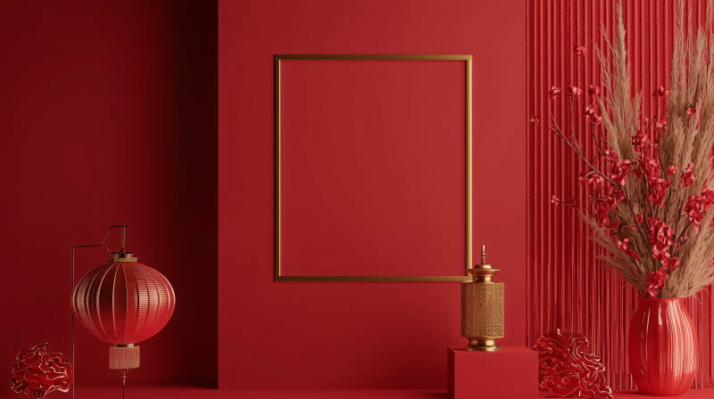 红色空间艺术装饰图片